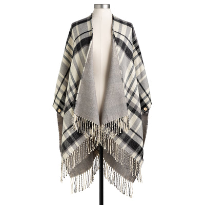 Reversible Plaid Kimono- Gray & Charcoal