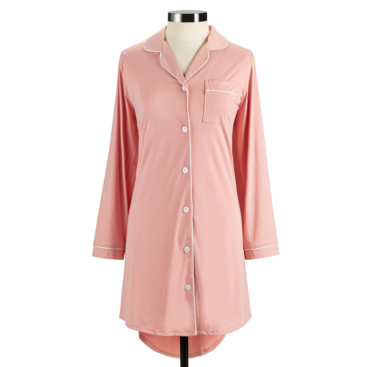 Long Sleeve Cooling Night Shirt - Coral