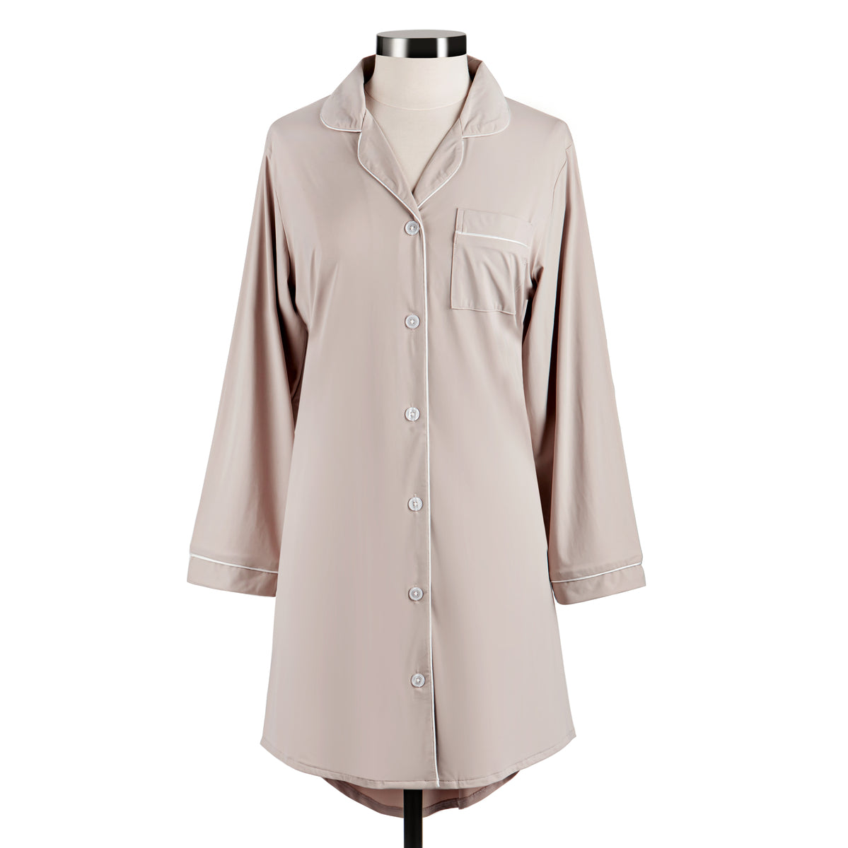 Long Sleeve Cooling Night Shirt-Gray