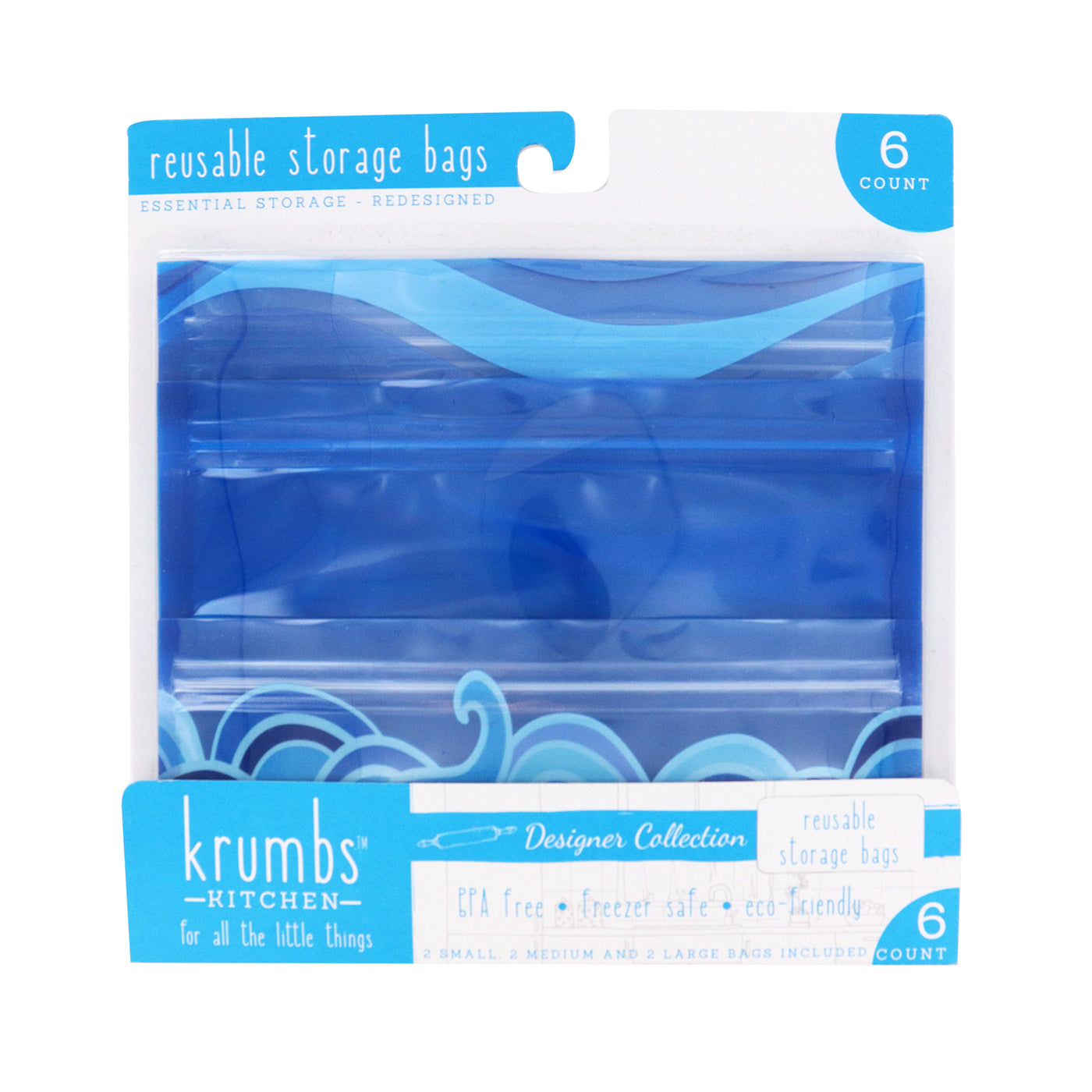 Krumbs Kitchen Reusable Storage Bags -6pk