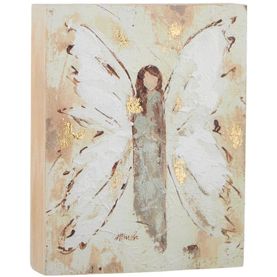 Angel Block Wall Art Gray Dress - Smockingbird's Unique Gifts