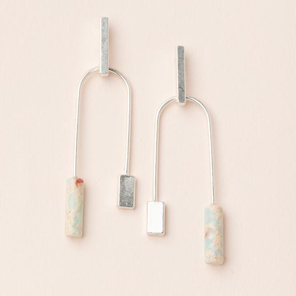 Aqua terra jasper balance silver earrings - Smockingbird's Unique Gifts