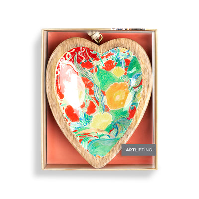 Artlifting Heart Ornament-Floral Stripes - Smockingbird's Unique Gifts