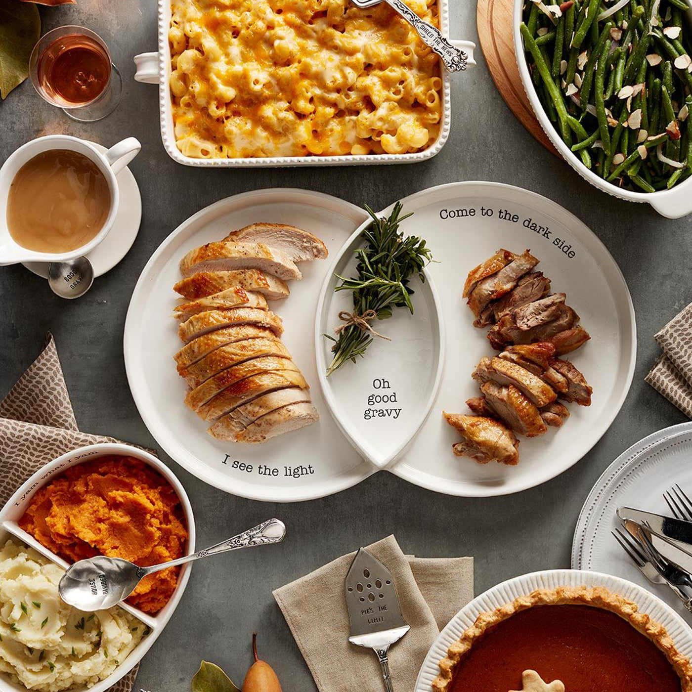 Circa Turkey Divided Dish Set on Table with Food - Smockingbird's