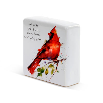 Dean Crouser Spring Cardinal Ceramic Plaque Side view - Smockingbird's Unique Gifts