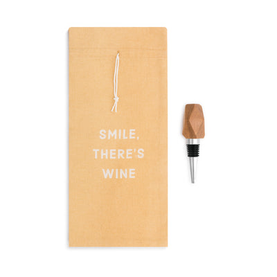 Demdaco Smile Wine Bottle Bag and Stopper - Smockingbird's