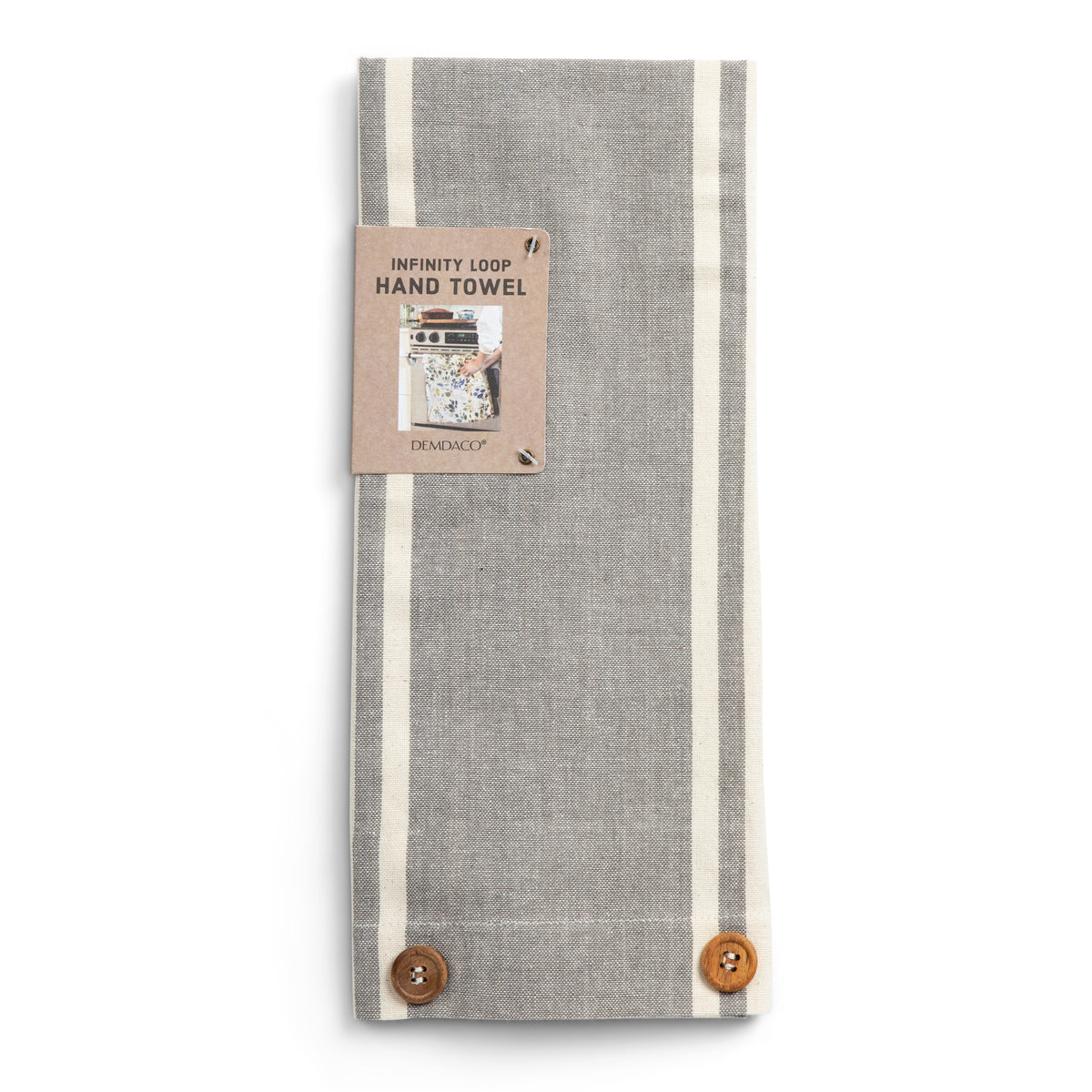 Gray Stipe Infinity Loop Towel - Smockingbird's Unique Gifts