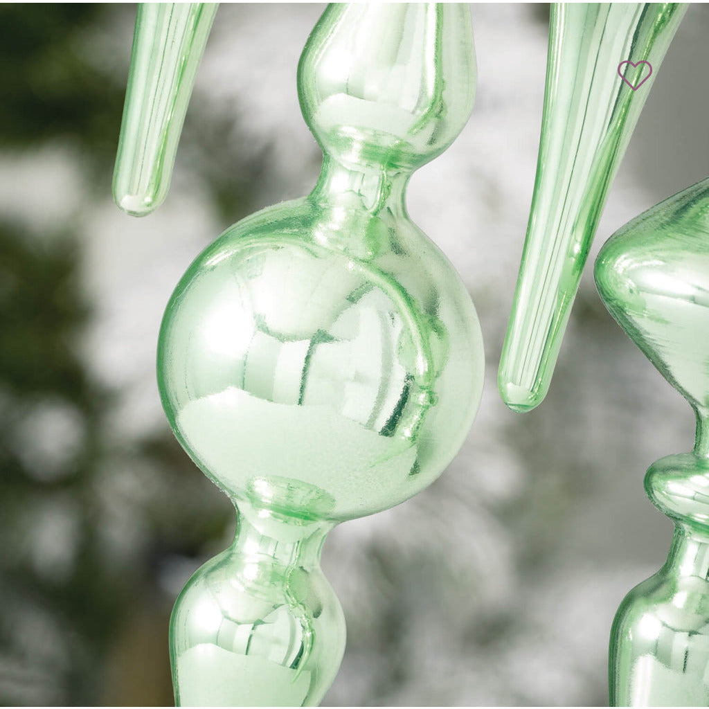 Green glass Finial Ornament - Smockingbird's Unique Gifts