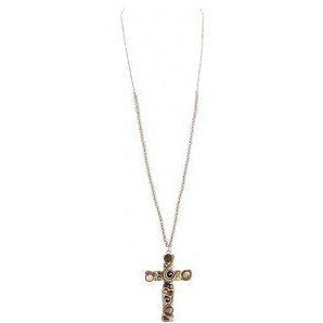Long Beaded Cross Necklace