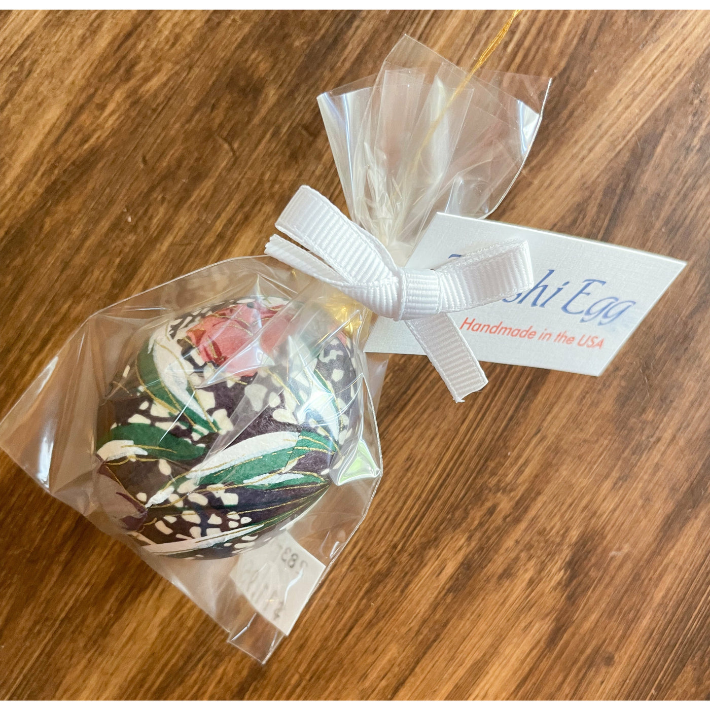 Black with Rose & Lavender Flowers & Bright Teal Leaves Washi Egg