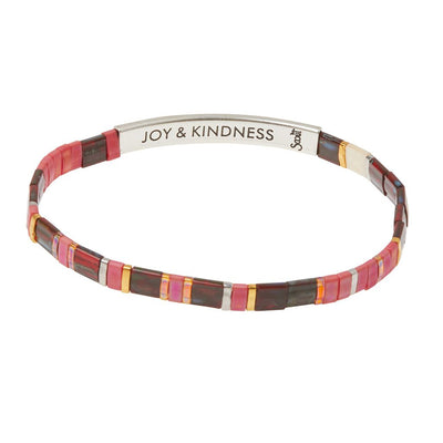 "Joy and Kindness" Good Karma Miyuki Bracelet in Mulberry & Silver - Smockingbird's Unique Gifts