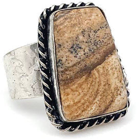 Kashi Semiprecious Ring-Picture Jasper - Smockingbird's Unique Gifts