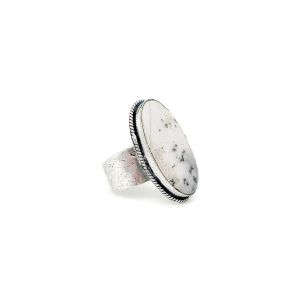 Kashi Semiprecious Stone Ring-Dendritic Opal - Smockingbird's Unique Gifts
