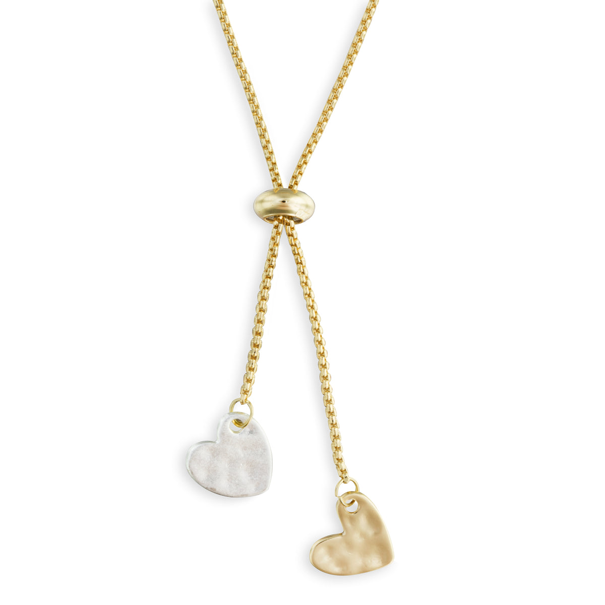 Lariat Charm Double Heart Necklace - Smockingbird's Unique Gifts