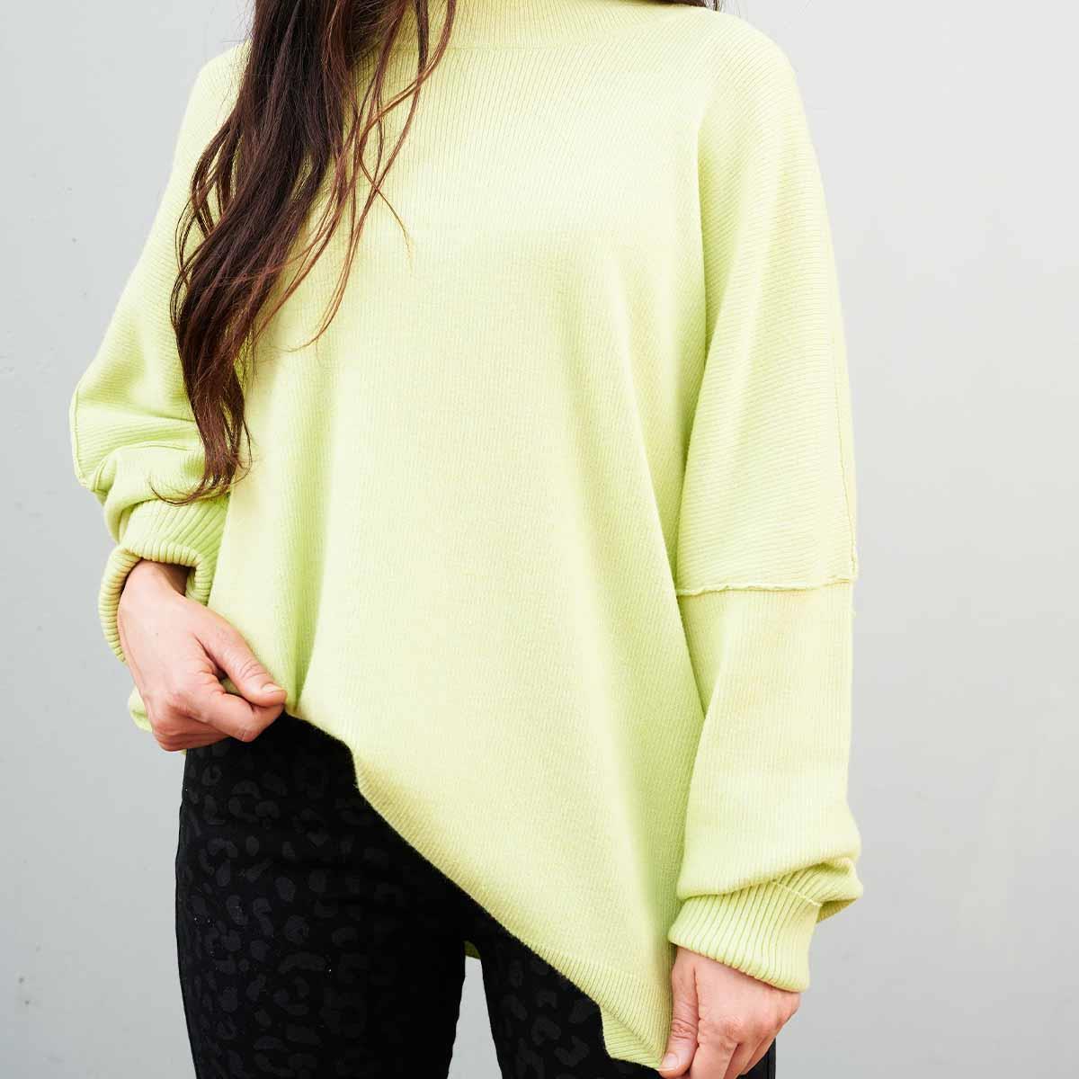 Lime Astrid Ribbed Sweater - Smockingbird's