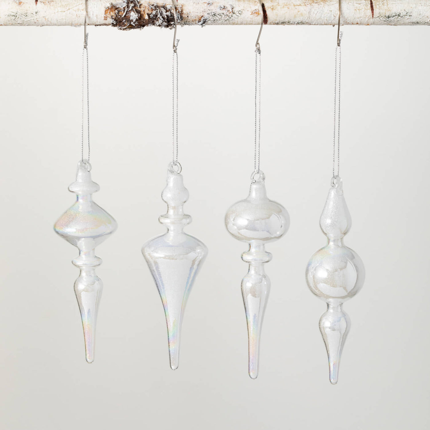Milky white glass Finial Ornament - Smockingbird's Unique Gifts