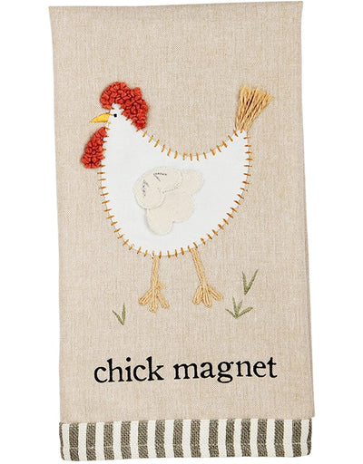 Mud Pie Chicken Applique Hand Towel, Chick Magnet - Smockingbird's Unique Gifts