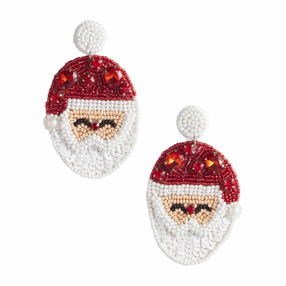 Santa Beaded Earrings - Smockingbird's Unique Gifts