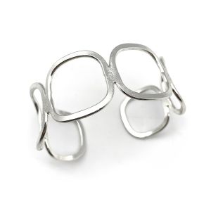 Silver-plate Flat Circles Cuff Bracelet