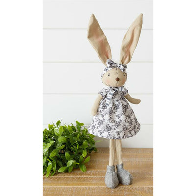 Standing Bunny in Black and White Floral Dress - Smockingbird's Unique Gifts