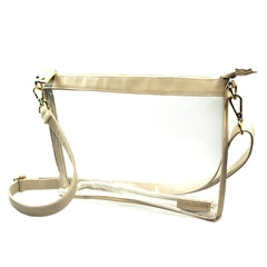 Tan Large Clear Crossbody Purse - Smockingbird's Unique Gifts